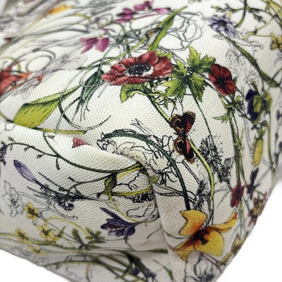 Auth GUCCI Flora 282439 Cream Red Multi Canvas Leather - Tote Bag - Picture 3 of 8